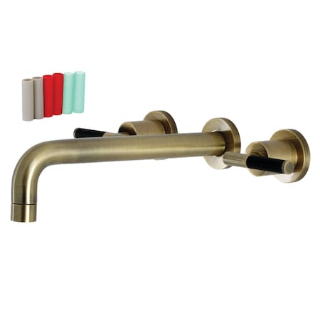 Kingston Brass KS8023CKL Two-Handle Wall Mount Tub Faucet, Antique Brass KS8023CKL